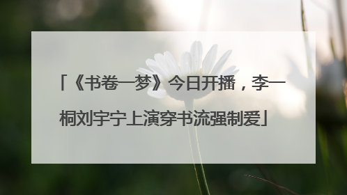 《书卷一梦》今日开播，李一桐刘宇宁上演穿书流强制爱