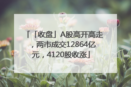 「收盘」A股高开高走，两市成交12864亿元，4120股收涨