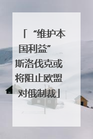 “维护本国利益” 斯洛伐克或将阻止欧盟对俄制裁