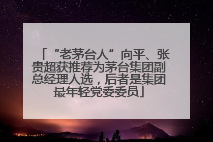 “老茅台人”向平、张贵超获推荐为茅台集团副总经理人选，后者是集团最年轻党委委员