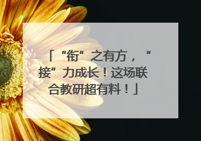 “衔”之有方，“接”力成长！这场联合教研超有料！