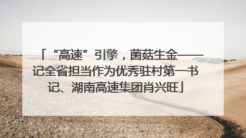 “高速”引擎，菌菇生金——记全省担当作为优秀驻村第一书记、湖南高速集团肖兴旺