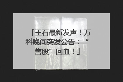 王石最新发声！万科晚间突发公告：“售股”回血！
