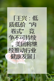 王兴：低质低价“内卷式” 竞争不可持续，美团将继续推动行业健康发展