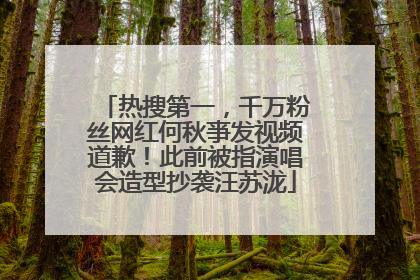 热搜第一，千万粉丝网红何秋亊发视频道歉！此前被指演唱会造型抄袭汪苏泷