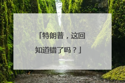 特朗普，这回知道错了吗？