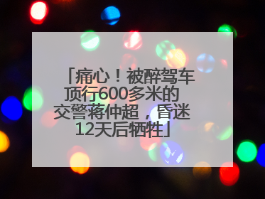 痛心！被醉驾车顶行600多米的交警蒋仲超，昏迷12天后牺牲