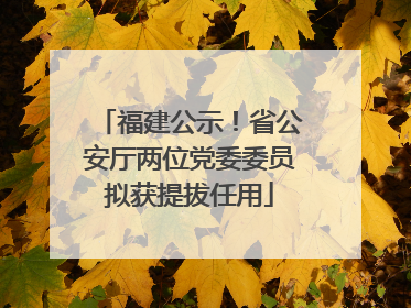 福建公示！省公安厅两位党委委员拟获提拔任用
