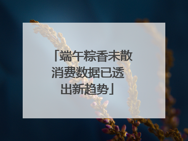 端午粽香未散 消费数据已透出新趋势