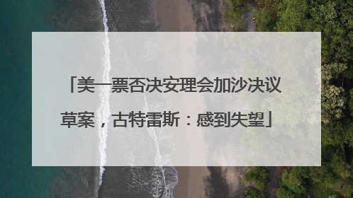 美一票否决安理会加沙决议草案，古特雷斯：感到失望