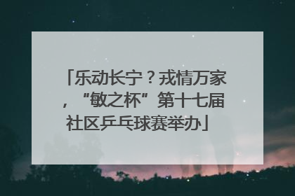 乐动长宁？戎情万家，“敏之杯”第十七届社区乒乓球赛举办