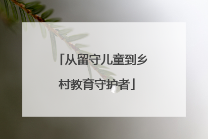 从留守儿童到乡村教育守护者