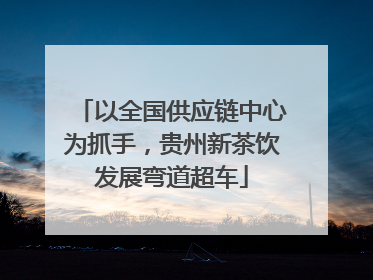 以全国供应链中心为抓手，贵州新茶饮发展弯道超车
