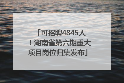 可招聘4845人！湖南省第六期重大项目岗位归集发布
