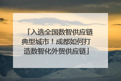 入选全国数智供应链典型城市！成都如何打造数智化外贸供应链