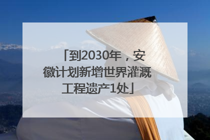 到2030年，安徽计划新增世界灌溉工程遗产1处