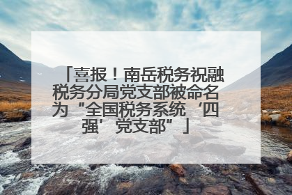 喜报！南岳税务祝融税务分局党支部被命名为“全国税务系统‘四强’党支部”