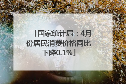 国家统计局：4月份居民消费价格同比下降0.1%