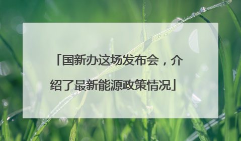 国新办这场发布会，介绍了最新能源政策情况