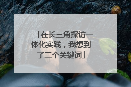 在长三角探访一体化实践，我想到了三个关键词