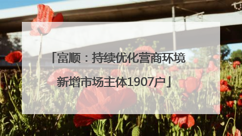 富顺：持续优化营商环境 新增市场主体1907户
