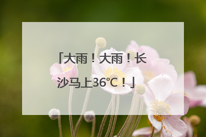 大雨！大雨！长沙马上36℃！