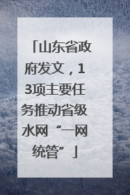 山东省政府发文，13项主要任务推动省级水网“一网统管”