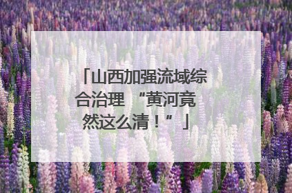 山西加强流域综合治理 “黄河竟然这么清！”