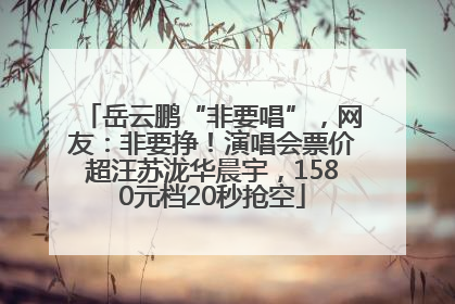 岳云鹏“非要唱”，网友：非要挣！演唱会票价超汪苏泷华晨宇，1580元档20秒抢空