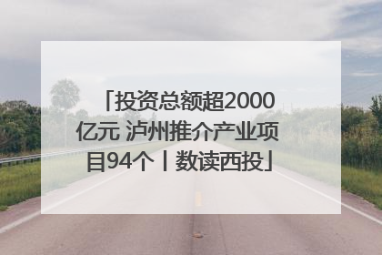 投资总额超2000亿元 泸州推介产业项目94个丨数读西投