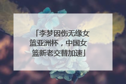 李梦因伤无缘女篮亚洲杯，中国女篮新老交替加速