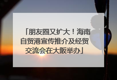 朋友圈又扩大！海南自贸港宣传推介及经贸交流会在大阪举办
