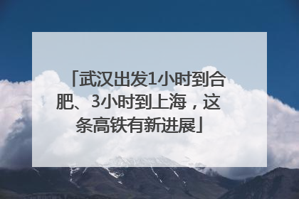 武汉出发1小时到合肥、3小时到上海，这条高铁有新进展
