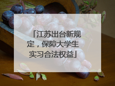 江苏出台新规定，保障大学生实习合法权益