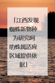江西发现蜘蛛新物种 为研究呵叻蛛属适应区域提供依据
