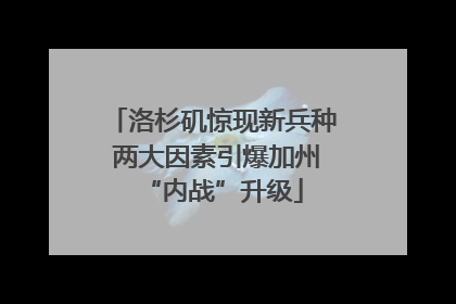 洛杉矶惊现新兵种 两大因素引爆加州“内战”升级