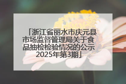 浙江省丽水市庆元县市场监督管理局关于食品抽检检验情况的公示2025年第3期