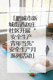 肥城市新城街道赵庄社区开展“安全生产 青年当先”安全生产月系列活动
