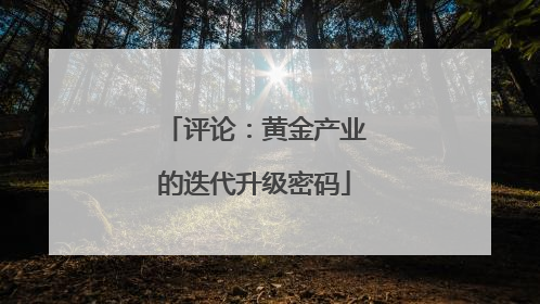 评论：黄金产业的迭代升级密码