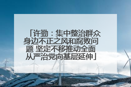 许勤：集中整治群众身边不正之风和腐败问题 坚定不移推动全面从严治党向基层延伸
