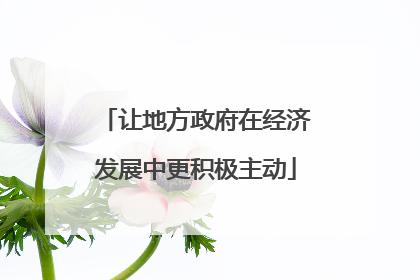 让地方政府在经济发展中更积极主动