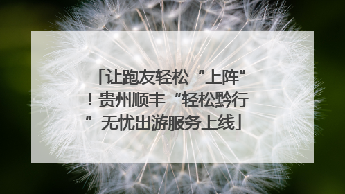 让跑友轻松“上阵”！贵州顺丰“轻松黔行”无忧出游服务上线