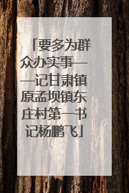 要多为群众办实事——记甘肃镇原孟坝镇东庄村第一书记杨鹏飞