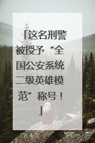 这名刑警被授予“全国公安系统二级英雄模范”称号！