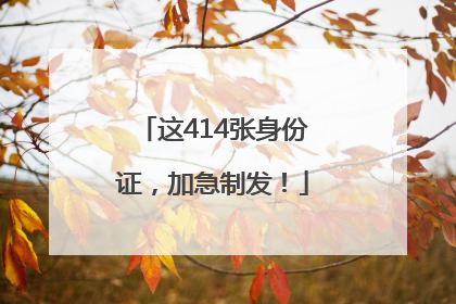 这414张身份证，加急制发！