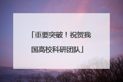 重要突破！祝贺我国高校科研团队