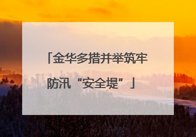 金华多措并举筑牢防汛“安全堤”