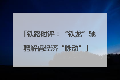 铁路时评：“铁龙”驰骋解码经济“脉动”