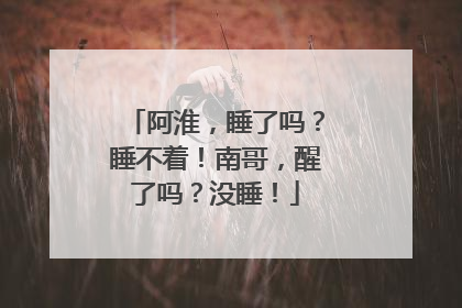 阿淮，睡了吗？睡不着！南哥，醒了吗？没睡！