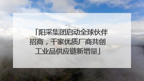 阳采集团启动全球伙伴招商，千家优质厂商共创工业品供应链新增量